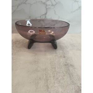 Vtg Viking Amethyst Scroll Oval Bowl Hand Made